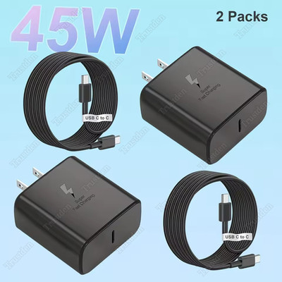 For Android Samsung Galaxy PD 45W Fast Charger Power Adapter Block Type C Cable