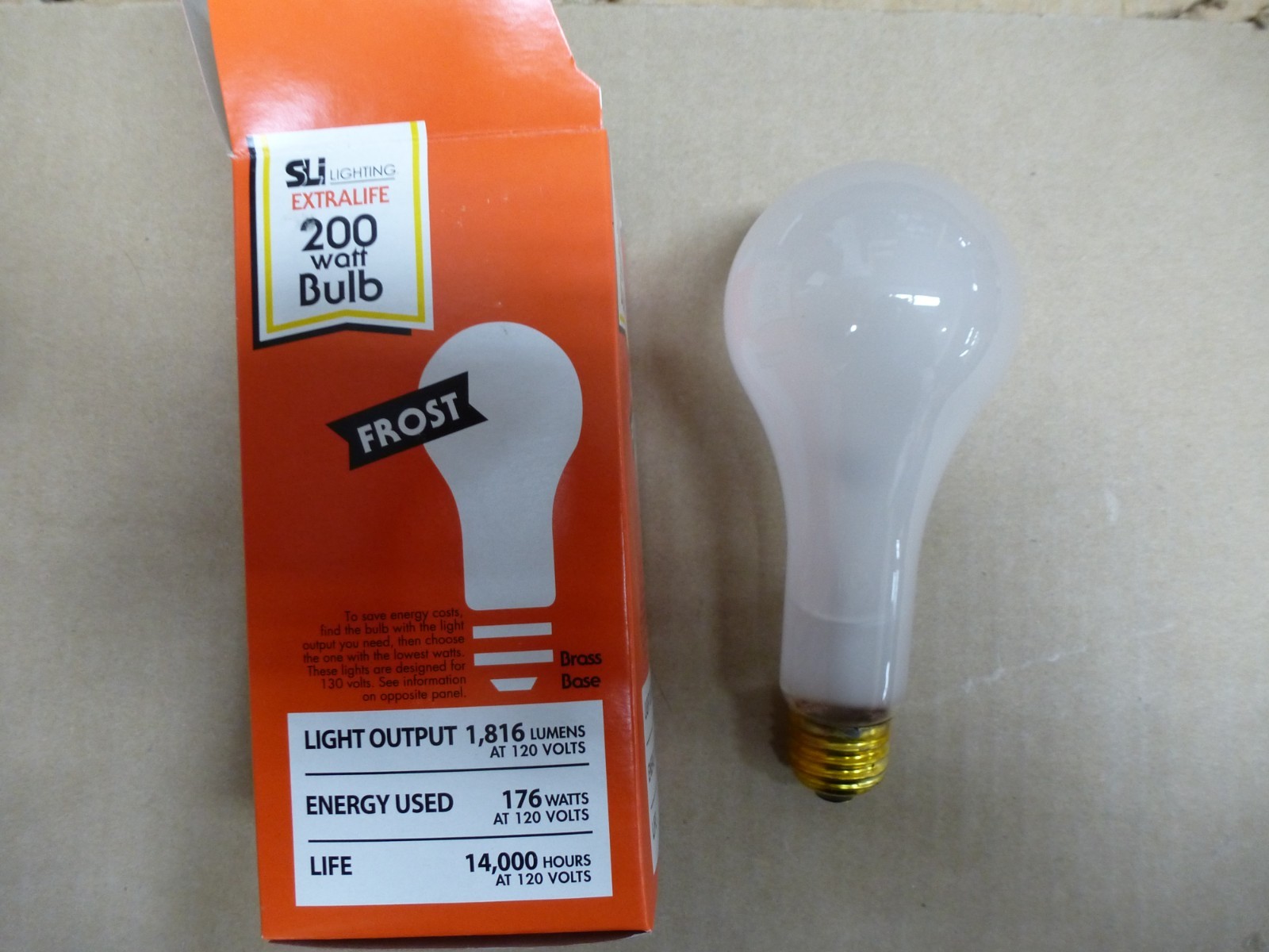 4 Pack Of SLI 200 Watt A23 Frost Extra Long Life Light Bulbs