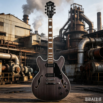 Grote Grey Semi-hollow Electric Guitar,Sapele  P90 Pickups, 22 Frets  335-04