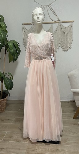 Jessica Howard Lace Bodice Maxi Dress In Blush Pink Size 10 NWT
