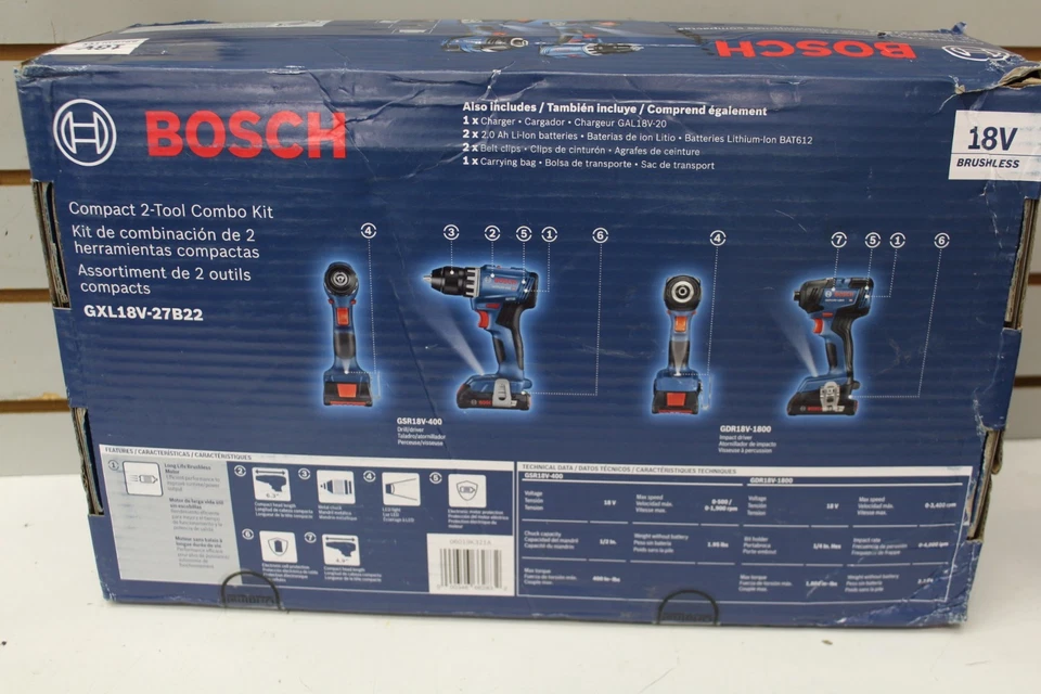 Bosch GXL18V-27B22 18V 2-Tool Combo Kit Drill & Impact Driver NEW - FREE SHIPPIN - Image 3 of 4