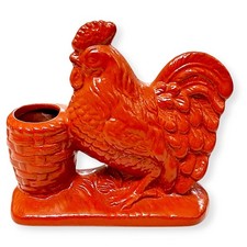 Japanese Tokoname Ware Toothpick Holder Mini Vase Zodiac Chicken Hen Rooster C3