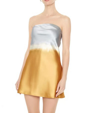 Forever 21 Strapless Satin Mini Dress Gray & Golden yellow Ombré Gradient S Y2K