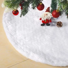 Allgala Christmas Tree Skirt Snow White Fluffy Plush Skirt