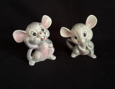 Vintage Mid Century Mice Artmark Mouse Salt Pepper Shakers Label Stoppers