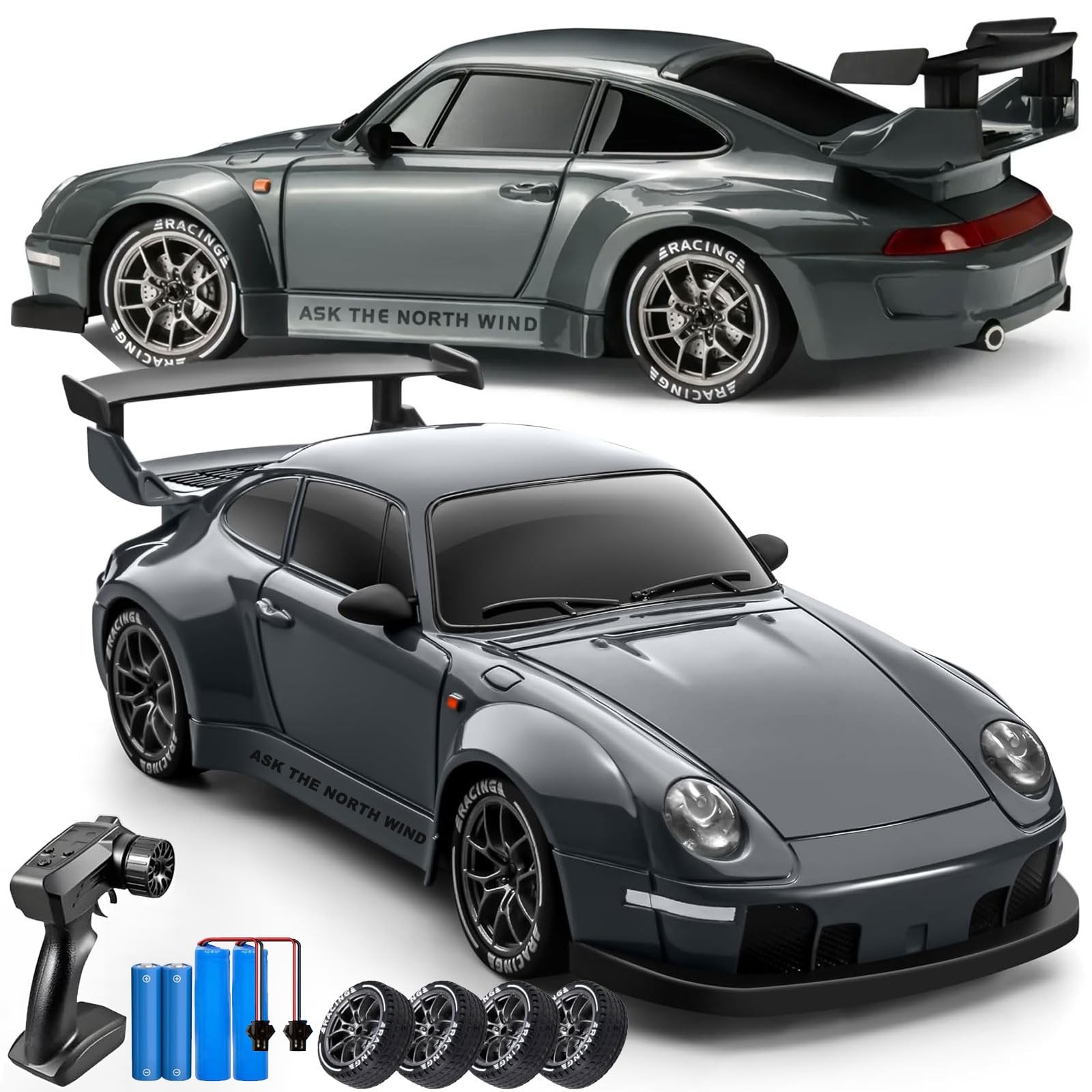 RC Drift Car, 124 Scale Remote Control Vehicle with LED Lights,Drifting Tires...