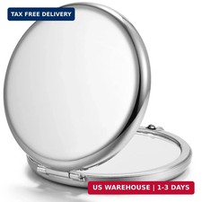 Compact Mirror for Purse, Double-Sided 1X/2X Magnifying Metal Pocket Makeup Mirr