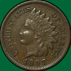 1897 Indian Head Cent Almost Uncirculated AU Coin #34200