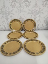 Set Of 6 Kilncraft Bacchus Ironstone Dinner Plates 1970's Brown 10" 25cm Retro