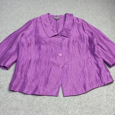 Ulla Popken Blazer Femme en Lin Violet Taille EU-44/USA-14/GB-18 Crinkle