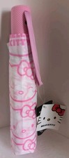 Sanrio Hello Kitty Pink  White Large Auto Open/Close Umbrella with Cover NEW 