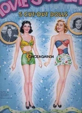 VINTAGE UNCUT 1946 MOVIE STARLETS PAPER DOLLS~NOSTALGIC/RARE~#1 TOP REPRODUCTION