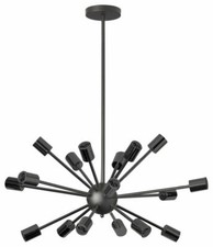 Image of Matte Black Brass Sputnik chandelier 18 Arm mid century design ceiling light
