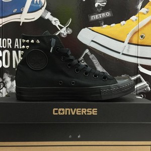 Converse Total Black Monocrome Nere Nero Borchiate Alte Borchie Argento Silver Converse Total Black Monocrome Nere Nero Borchiate Alte Borchie Argento Silver