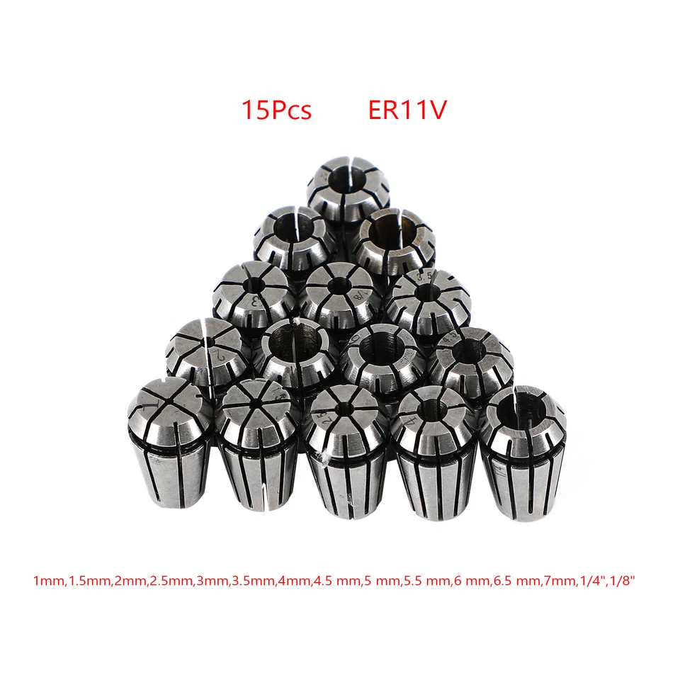 15Pcs ER11 Spring Collet Set For CNC Milling Lathe Tool Engraving Machine Steel - Image 3 of 4