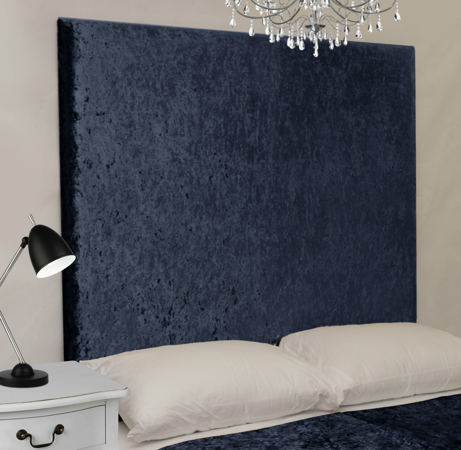 Miami High Plain Bed Headboard Crush Velvet All Sizes & Colours eBay
