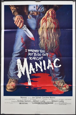 Maniac 1980 ORIGINAL 27X41 MOVIE POSTER JOE SPINELL CAROLINE MUNRO
