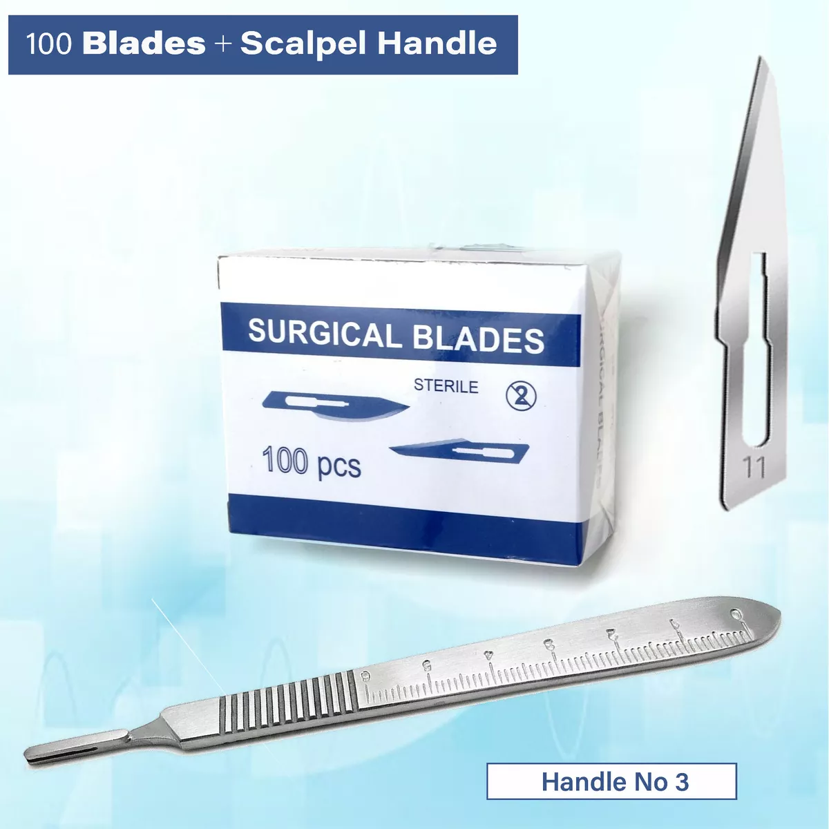 Scalpel #11, Surgical Grade, Stainless Steel, Safety, Disposable