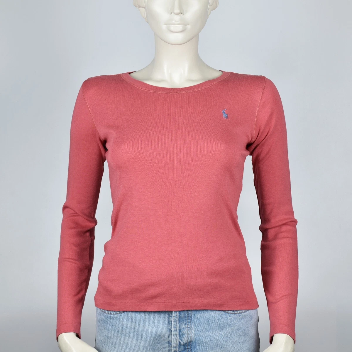 POLO RALPH LAUREN Women s Cotton Modal Long Sleeve Pink T Shirt