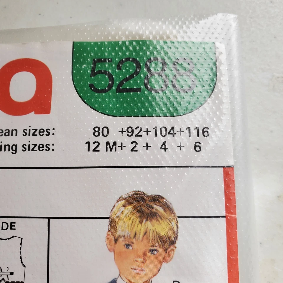 Burda Pattern 5288 Kids Unisex Vest Bowtie Cummerbund Childs 12M 2 4 6 CUT 1980s - Image 2 of 3