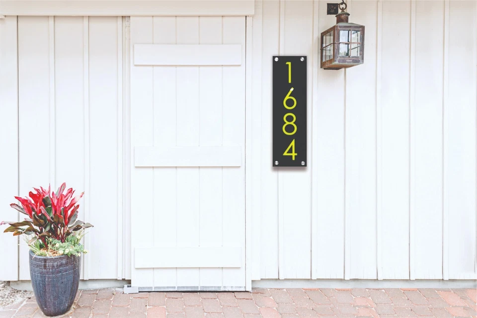 Dirección de casa, números de casa modernos, colores acrílicos, dirección comercial vertical Foto 3 de 4