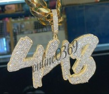 Mens 2 ct Passing tester Moissanite Custom Number Pendant Silver free gift