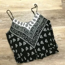 BE COOL V-Neck Floral Print Black Romper Jumpsuits Women's Size Medium