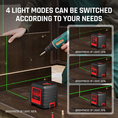 100 ft.Auto Laser Level,Green Crosshairs,4 Brightness Adjustments,Carrying Pouch