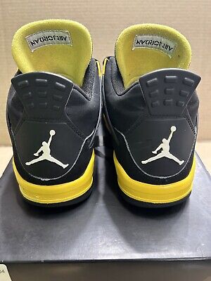 Nike Jordan 4 Retro Low Thunder Yellow Black Suede Shoes Nike Jordan 4 Retro Low Thunder Yellow Black Suede Shoes