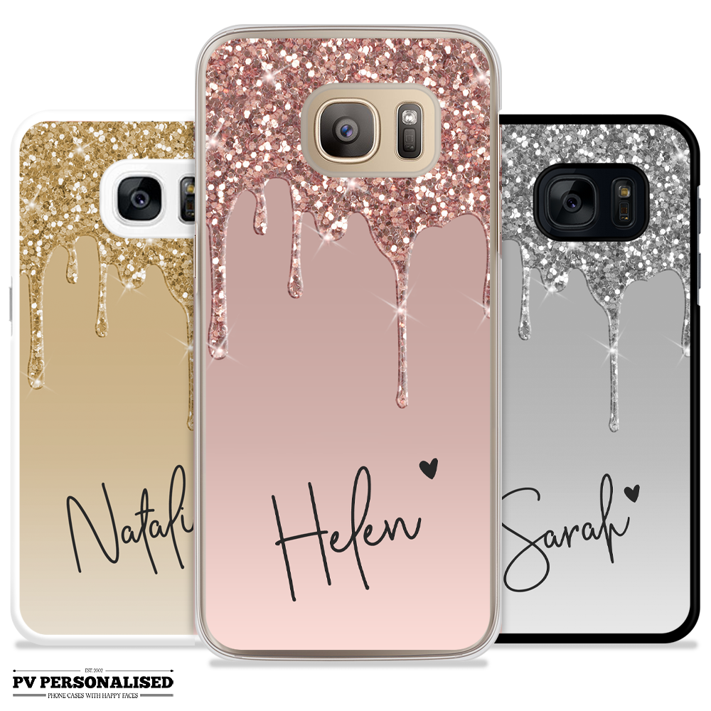 Personalised Phone Case Name Glitter Plastic Cover For Samsung S8