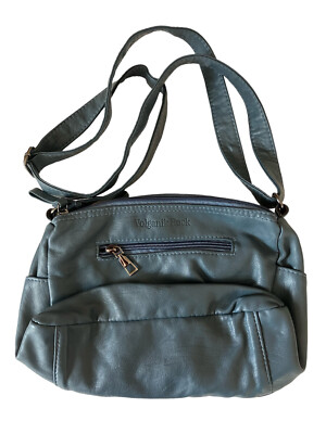 Volganik Rock Crossbody Bag Purse Blue Plush Faux Soft Leather Zip