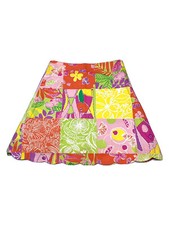 Lilly Pulitzer Girls Skirt Sz 8 Multicolor Patchwork Print Scalloped A-line VTG