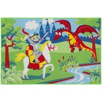 Teppich Kinderteppich Ritter Drache Spielteppich 80X120 Cm GrüN Blau (13,43€/1St