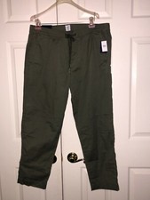 NWT Gap Size L Easy Pant Total Comfort Green Tie Waistband Drawstring Pant Women