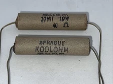 SPRAGUE KOOLOHM 40 OHM NON INDUCTIVE 10 WATT RESISTORS, NEW (2) PACK