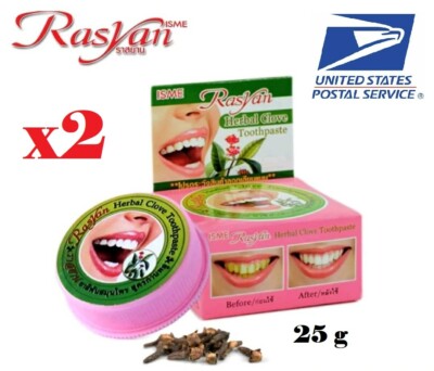 x2 ISME Rasyan Clove Toothpaste Herbal Thai Whitening Teeth Guava Leaf  25g  R1