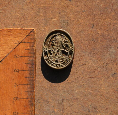 Palme Löwe Medaille Messingornament Zierornament Messing Prägung Ornament Prägen - Afbeelding 1 van 1