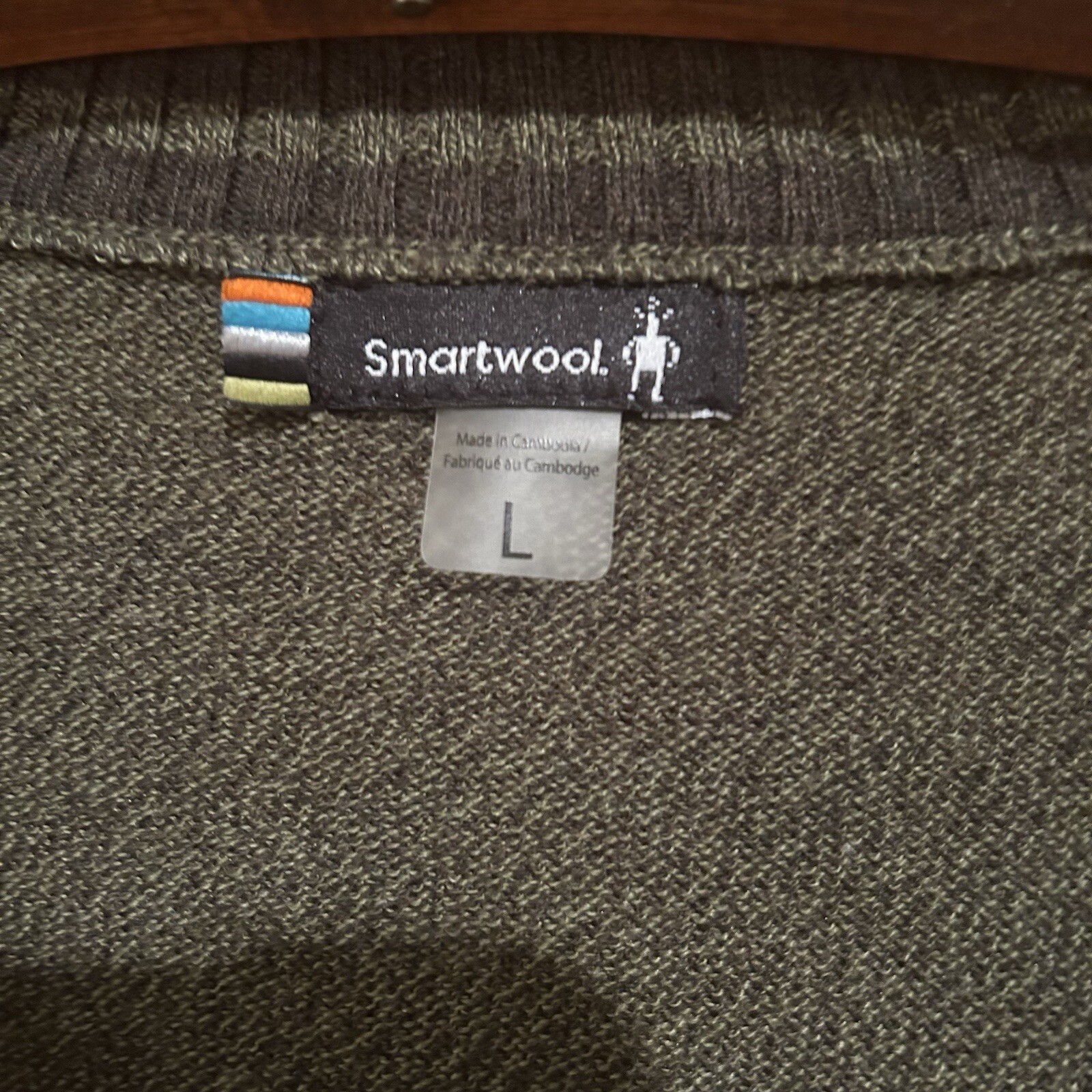 SMARTWOOL Mens Olive Green Wool Blend Long Sleeve V-Neck Sweater