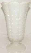 Vintage E.O. Brody Co. 9" Footed Ribbed Milk Glass Vase.
