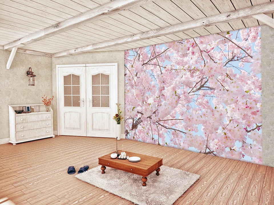 CHERRY BLOSSOM Wallpaper 144x100" Removable Wall Pink Japanese Flower Spring DIY - Image 2 of 4