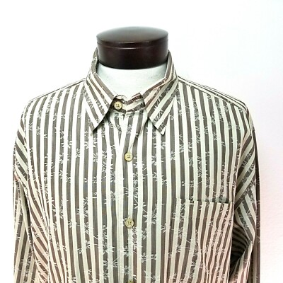 TOMMY BAHAMA Dress Shirt Brown Damask Floral Stripe Cotton Silk Men's XL  $130 | eBay