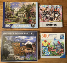 Lot Of 4 500-550 Pc Puzzles Complete Ravensburger Springbok Ceaco Pets Garden NH