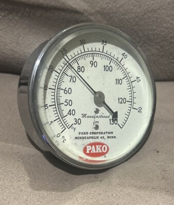 Vintage PAKO 4  Temperature Gauge * 30* - 130* 1/2  PT  *Excellent Condition