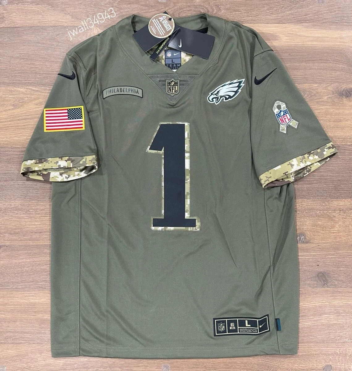 Authentic Nike Mens Jalen Hurts Philadelphia Eagles NFL Salute To Service  Jersey