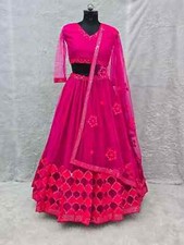 Women Girls Wear Faux Georgette Lehenga Choli With Designer Dupatta