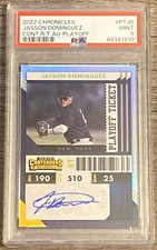 2022 Panini Chronicles Jasson Dominguez Contenders Playoff Ticket Auto /18 PSA 9