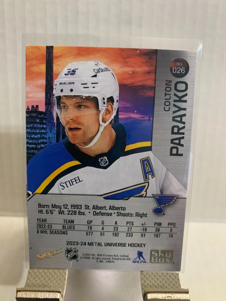 2023-24 SkyBox Metal Universe Colton Parayko #026 Saint Louis Blues - Image 2 of 2