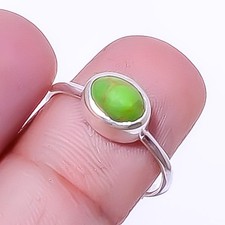 Copper Green Turquoise 925 Sterling Silver Ring s.6.5 A36