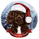 Holiday Pet Gifts Portuguese Water Dog Chocolate Santa Hat Porcelain Ornament