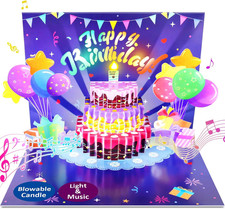 Birthday Cards, Musical Pop up Birthday Cards with Light, Blow Out LED Light ...